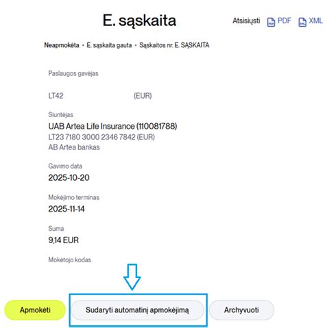 E. sąskaitos apmokėjimas interneto banke