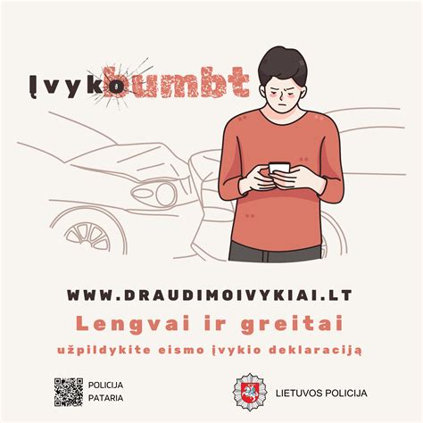 Infografika su veiksmais patekus į eismo įvykį