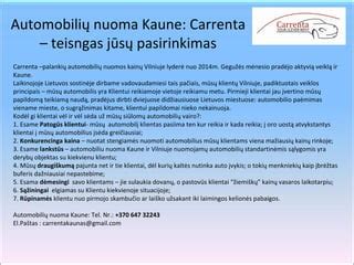 Automobilių nuomos kainų palyginimo schema