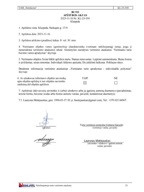 automobilio techninės apžiūros dokumentas