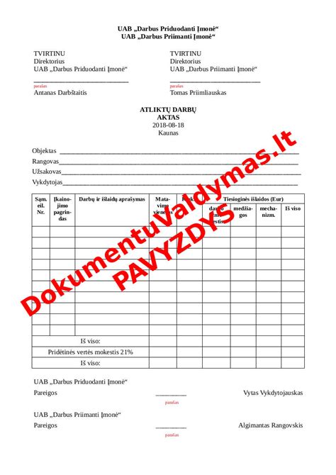 Pavyzdys atliktų statybos darbų - kelio tiesimas