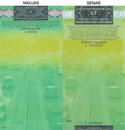 Naujas ir senas registracijos liudijimas
