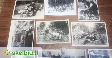 Istorinės nuotraukos su motociklais ir padangomis