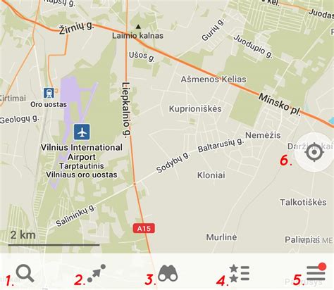 Maps.me programėlės sąsaja