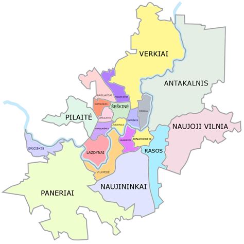 Vilniaus vairavimo mokyklų filialų žemėlapis