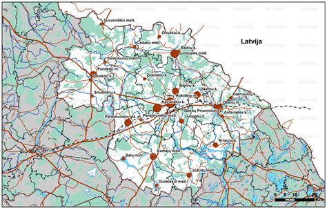 Rokiškio rajono žemėlapis su avarijos vieta