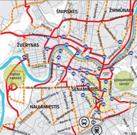 Žemėlapis su pažymėta T. Narbuto gatve Vilniuje
