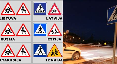 Skirtingi kelio ženklų tipai ir jų formos