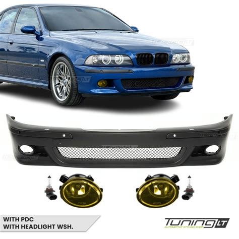 BMW E39 su sumontuotais priekiniais priešrūkiniais žibintais