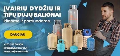 įvairių tipų dujų balionų jungtys