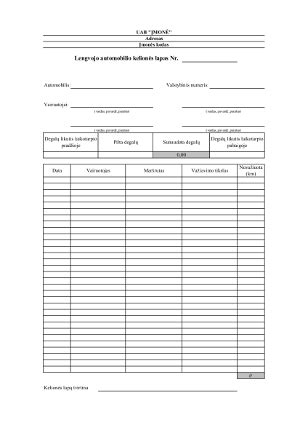 Kelionės lapo pildymo pavyzdys