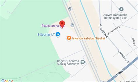 Žemėlapis su Šiaulių arenos lokacija