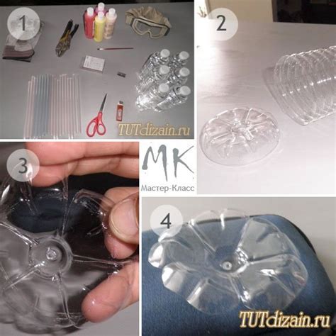 dekoratyvinės gėlės iš plastikinių butelių