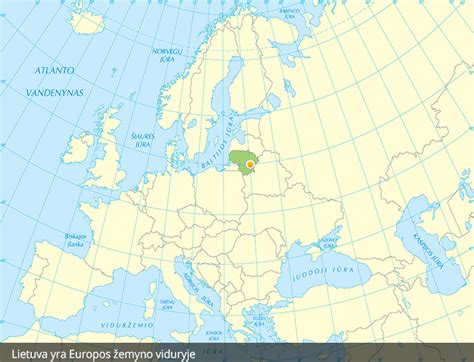 Lietuvos geografinė padėtis Europos žemėlapyje