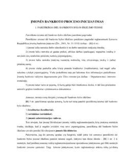 Įmonės bankroto procedūros schema