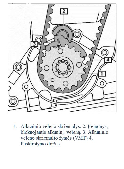Variklio alkūninio veleno diržo skriemulio pavaizdavimas