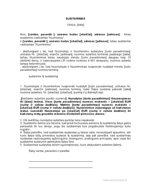 Susitarimas dėl nuomos