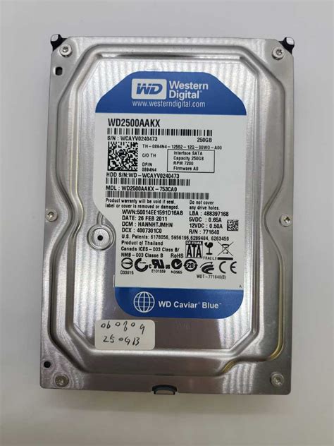Vidinio 250GB HDD schematinis vaizdas