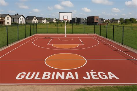 Krepšinio aikštelė su baudos metimo linija