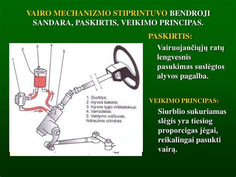 Schematinis vairo mechanizmo veikimo principas