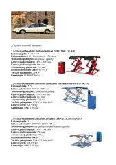 Automobilio keltuvo brėžinio fragmentas su matmenimis