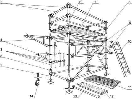 Pontonų segmentų surinkimo schema