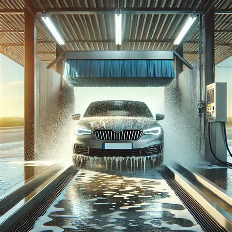 Automobilių plovyklos darbuotojas atlieka automobilio plovimą