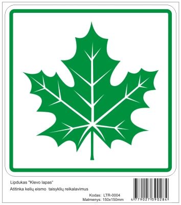 Klevo lapas - pradedančiojo vairuotojo simbolis