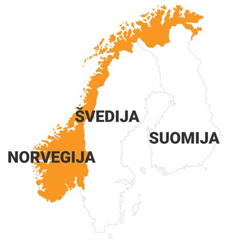 Žemėlapis: keliai iš Norvegijos į Lietuvą