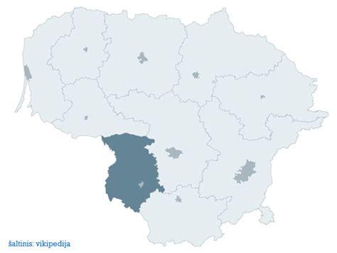 Žemėlapis, rodantis autoservisų pasiskirstymą Marijampolės regione