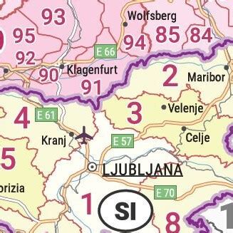 Austrijos greitkelių žemėlapis su pažymėtomis mokamomis atkaromis