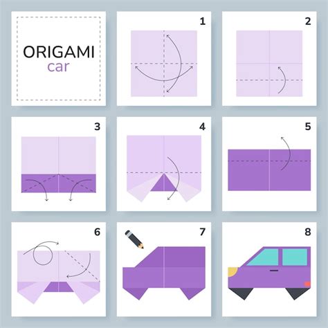 Origami automobilio schema