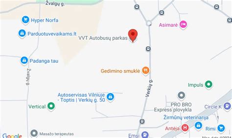 Žemėlapis su nurodytu Verkių g. adresu Vilniuje