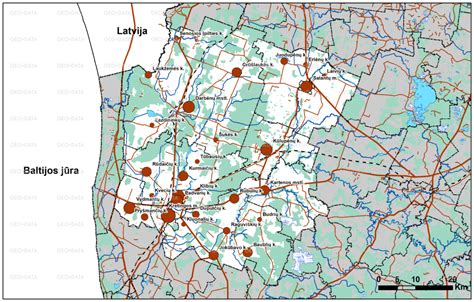 Kretingos rajono žemėlapis su automobilių salonų vietomis