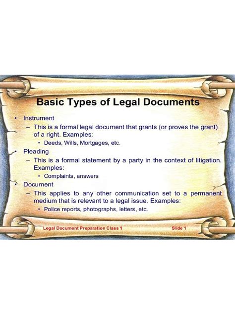 types of legal documents for enforcement