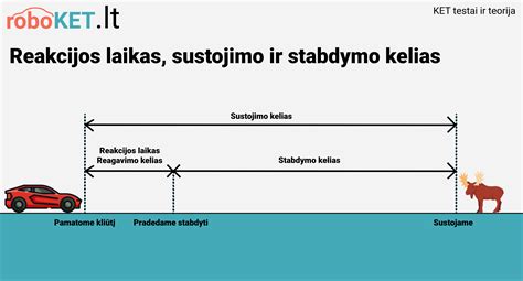 Grafikas, iliustruojantis stabdymo ir sustojimo kelio skirtumą priklausomai nuo greičio ir reakcijos laiko