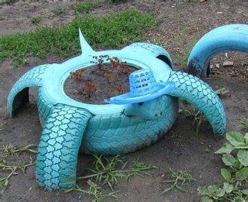 Įvairūs sodo dekoracijos iš padangų