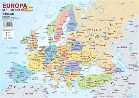 Žemėlapis su Europos šalių žymėjimais