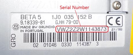 Volkswagen magnetolos serijos numerio etiketė
