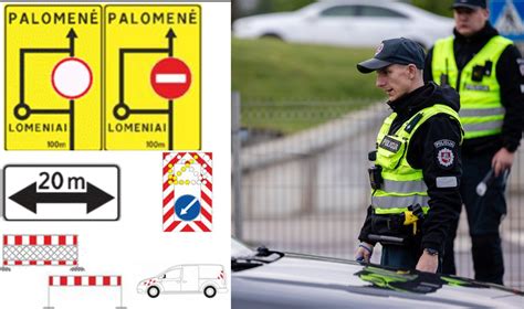 Vairuotojas su transporto priemone kelio ženklų fone