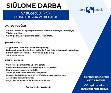 Vilkiko vairuotojo darbo specifika