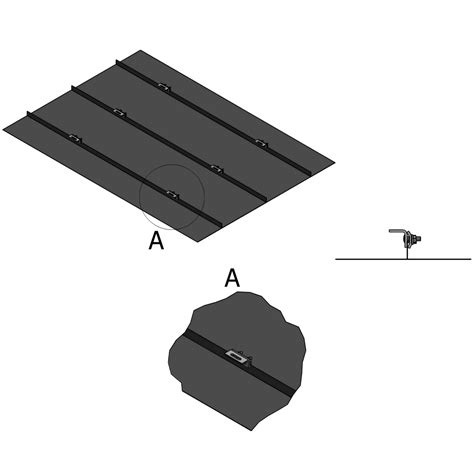 Schematinis guminių kilimėlių tvirtinimo pavyzdys