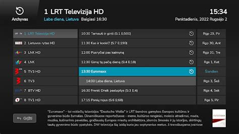 TV programos išdėstymas per savaitę