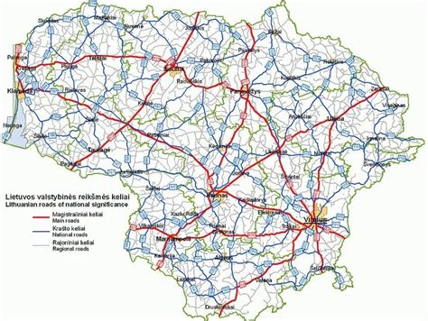 Lietuvos kelių tinklo žemėlapis