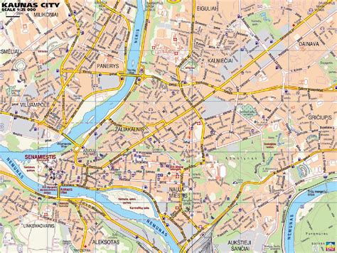 Kauno miesto žemėlapis su pažymėta M. Sleževičiaus gatve