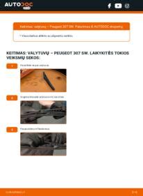Scheminis Peugeot 307 valytuvų sistemos pavaizdavimas