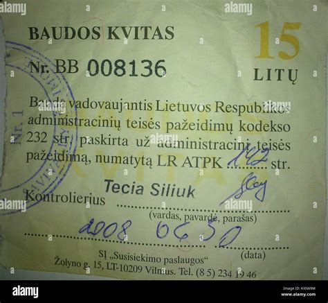 Parkavimo baudos kvitas