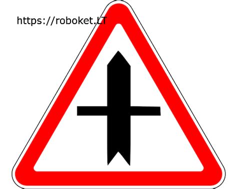 Schematinis kelio ženklas, nurodantis sankryžą su šalutiniu keliu