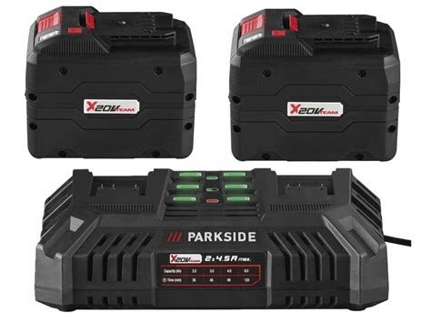Parkside akumuliatorių ir įkroviklių asortimentas