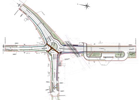 Schema dviejų lygių sankryžos su tuneliu ir viaduku